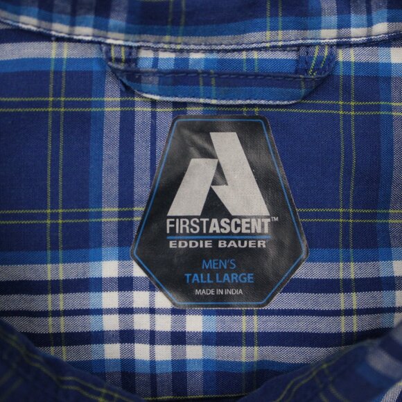 Eddie Bauer First Ascent Shirt Mens Large Tall Blue/White Poly/Rayon L/S Button - Picture 9 of 16